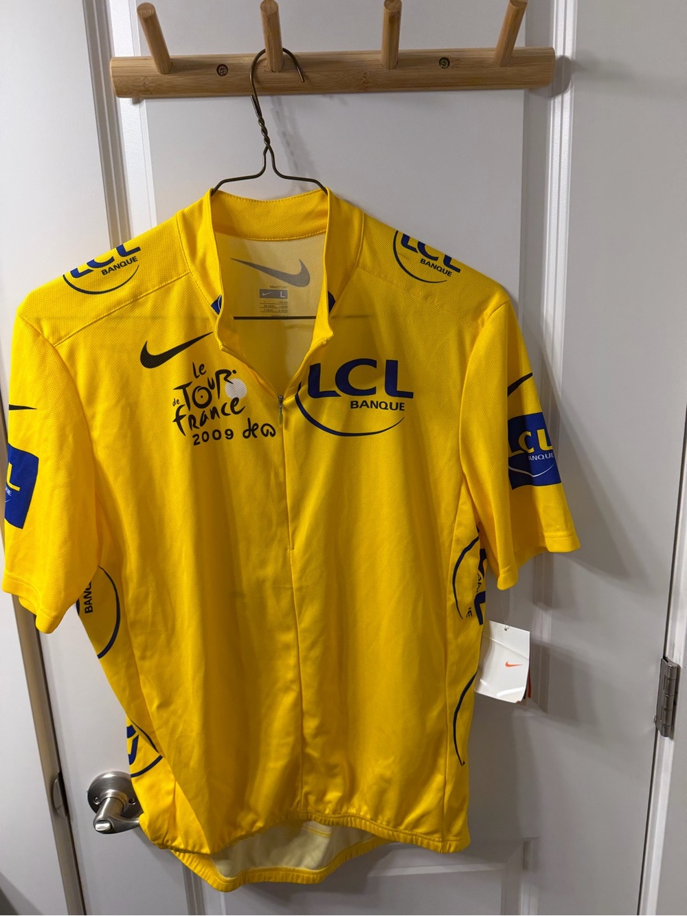 Nike Men’s Yellow Tour Team Cycling Jersey with LCL Logos